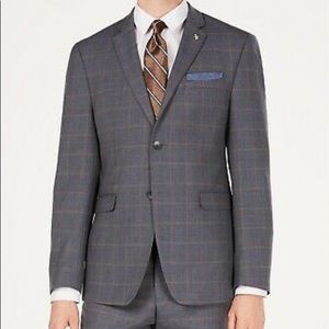 Men Penguin Slim fit suit blue grey check 38R